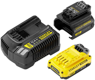 Accessoires Stanley - lot de chargeur 2 A, 1 batterie 18 V Li-Ion 2,0 Ah et adaptateur sfmcb121d1-qw