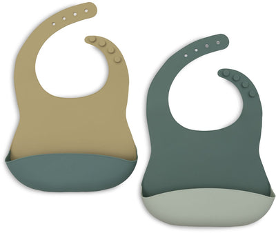 Bavoirs en silicone Jollein - 2 pièces - nuances jade