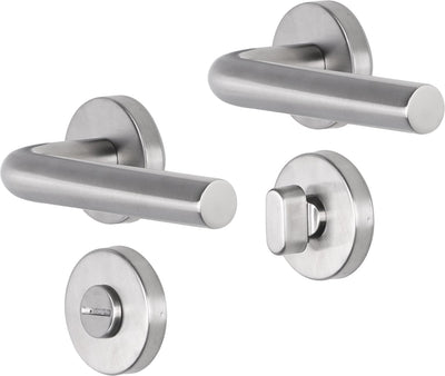 Tabouret Impresso Dursley avec 2x rosaces WC rondes dissimulées en acier inoxydable