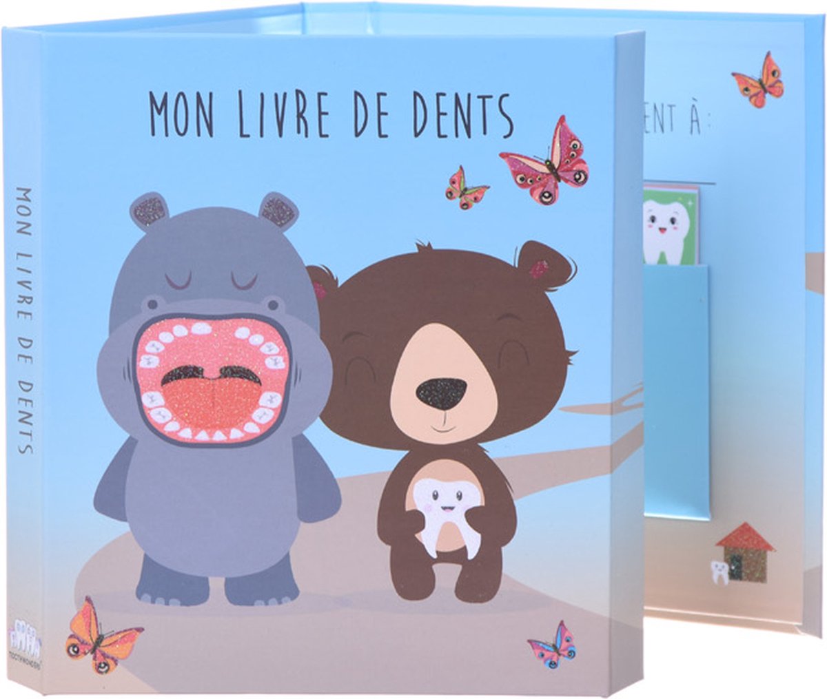 Toothwonders - l'hippopotame et l'ours - livre de collection de dents avec fermeture magnétique