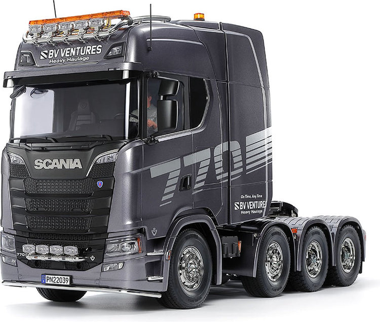 Tamiya – kit de construction de maquettes de voiture - 56376 rc scania s770 v8 camion 8x4 slt transport lourd - édition spéciale gun metal rc plastique - 1:14 - modélisme