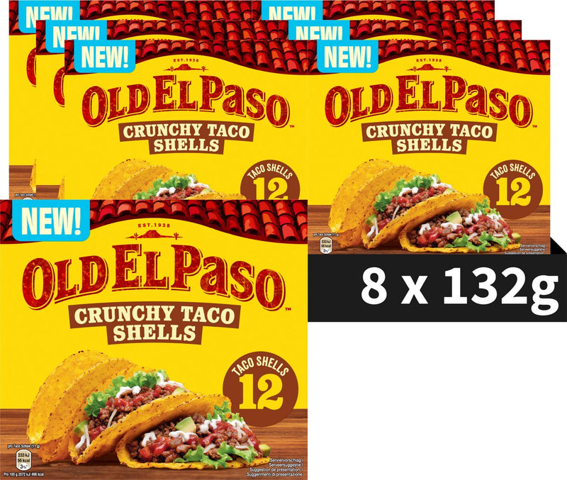 Coquilles de tacos Old El Paso - 8 x 12 pièces - Tortilla mexicaine - végétarienne sans gluten - pack économique tacos