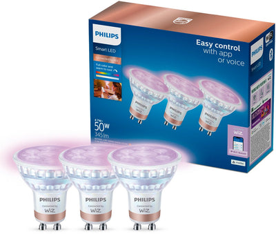 Philips Lighting philips smart Lighting - spot 3-pack - éclairage LED intelligent - lumière colorée et blanche - gu10 - 50w - wi-fi