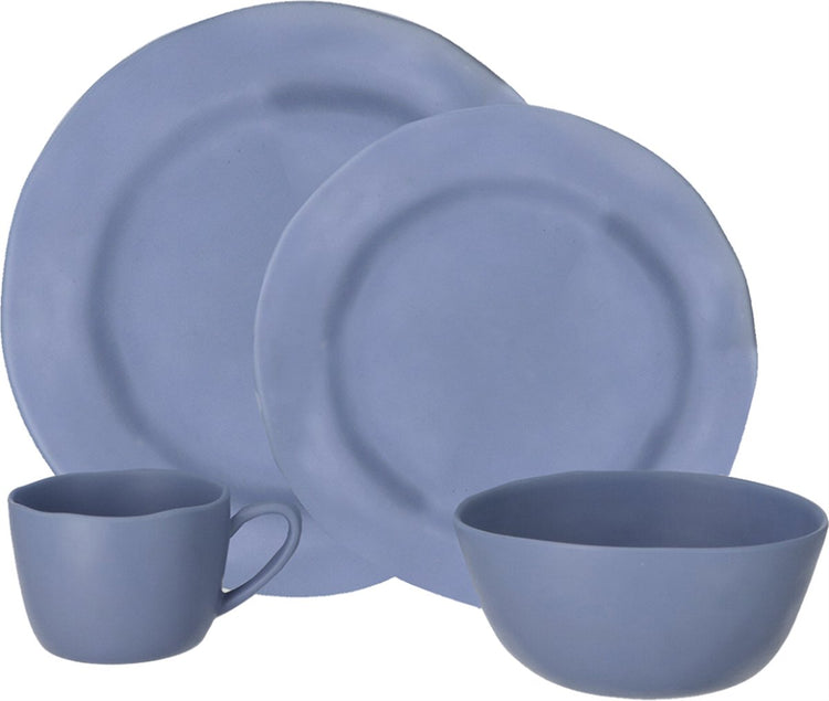 Service de table de camping Travellife Soria bleu 16 pièces - mélamine robuste et résistante aux rayures - passe au lave-vaisselle - ensemble complet