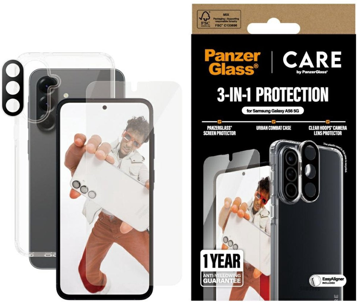 Panzerglass galaxy a56 5g - set de protection - 3-en-1 - transparent - compatible