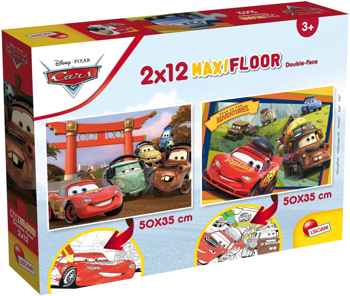 Lisciani Disney puzzle maxifloor 2 x 12 voitures