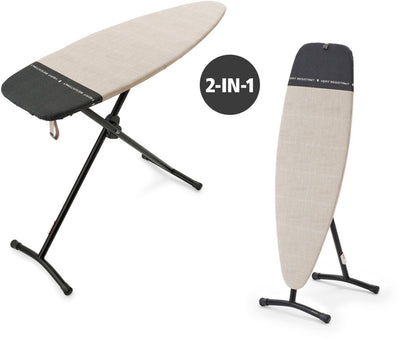 Brabantia planche à repasser et planche à vapeur d - 2 en 1 - adapté au repassage et à la vapeur - 135x45 cm - gris denim