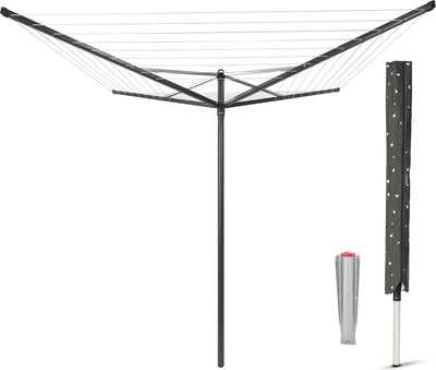 Séchoir rotatif Brabantia Top Spinner - 40 m - avec ancrage au sol en métal et couvercle de protection - anthracite