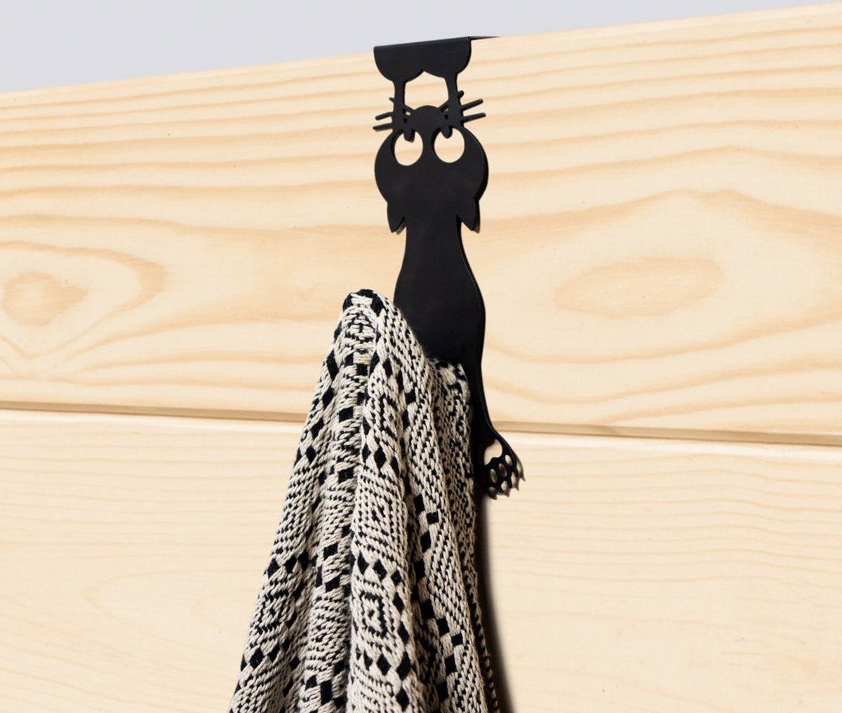 Balvi porte manteau porte accroche chat chat curieux métal noir 21x9x8cm