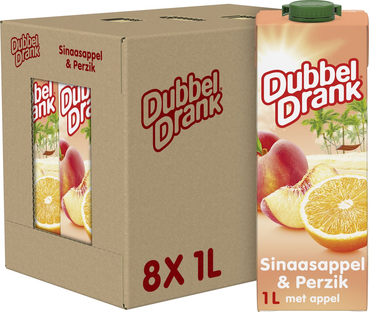 Boisson double - jus - pêche orange - 8 x 1l