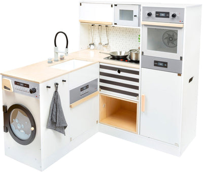 Petit pied de jeu en bois de cuisine xl blanc, 9dlg.