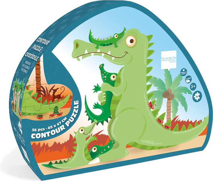 Puzzle contour à gratter - crocodile - 49x47,4x0,25cm - 36 pièces - 3 ans