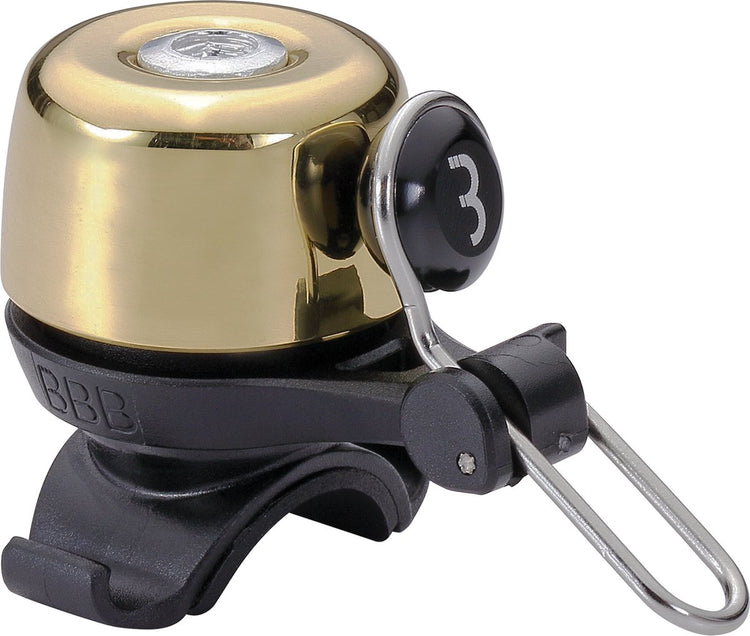 Bbb cycling sonnette de vélo bruyante – sonnette de vélo légère pour vélo de course et vélo électrique – sonnette de vélo avec élastique – or – bbb-17