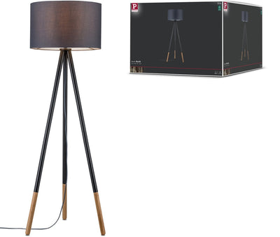 Paulmann lampe sur pied nordique rurik e27 max. 20w gris, bois textile, métal, bois