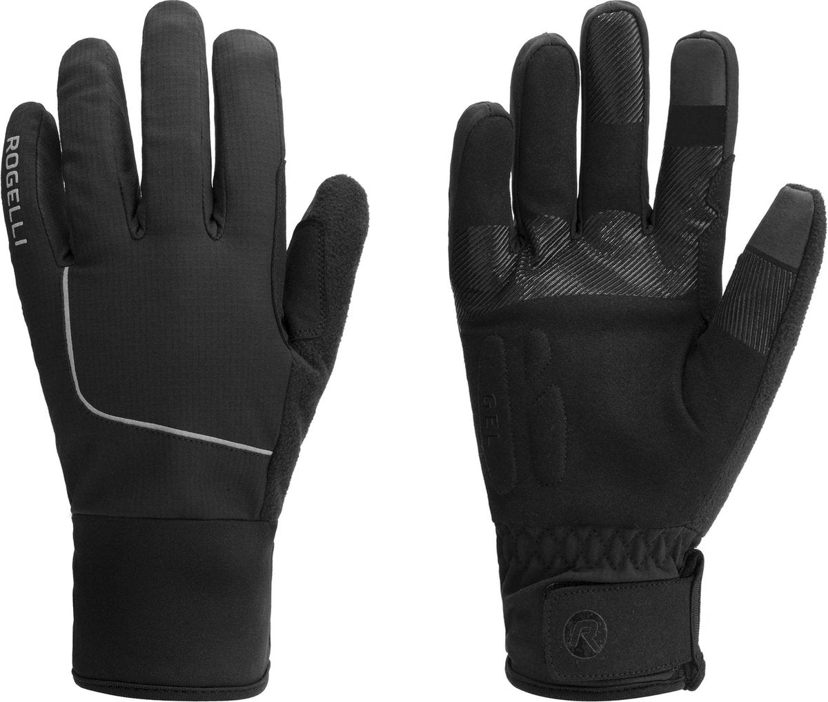 Rogelli gants de cyclisme d'hiver essentiels hommes - coupe-vent imperméables - écran tactile - noir - taille l