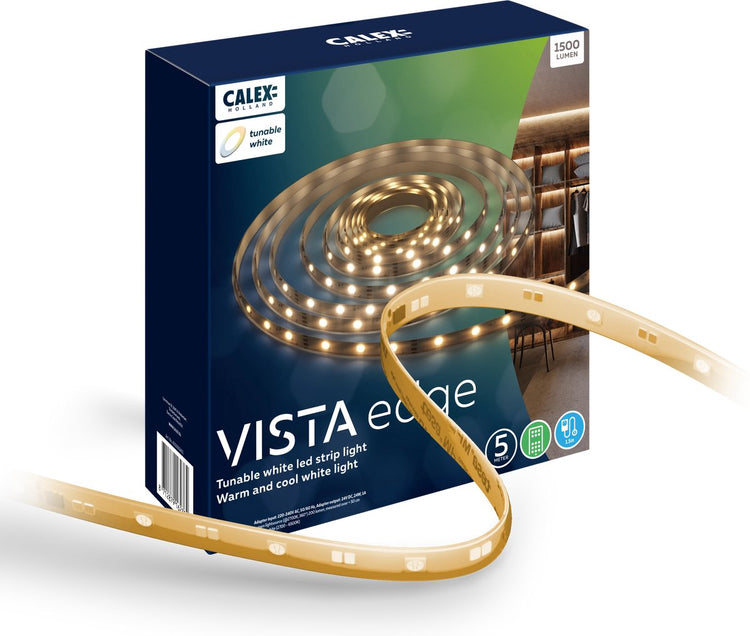 Bande LED Calex Vista 5 mètres - pour l'intérieur - lumière blanc chaud - avec télécommande