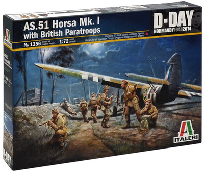 Italeri maquette véhicule militaire - 1356 as.51 horsa mk.i avec parachutistes britanniques - 75e anniversaire du jour J 1944 2019 plastique - 1:72 - construction de modèles