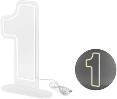 Partydeco - néon LED numéro 1 - 50 cm - blanc chaud