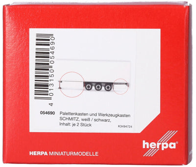 Herpa schmitz bac de rangement pour caisse-palette, blanc noir (2 pcs.)