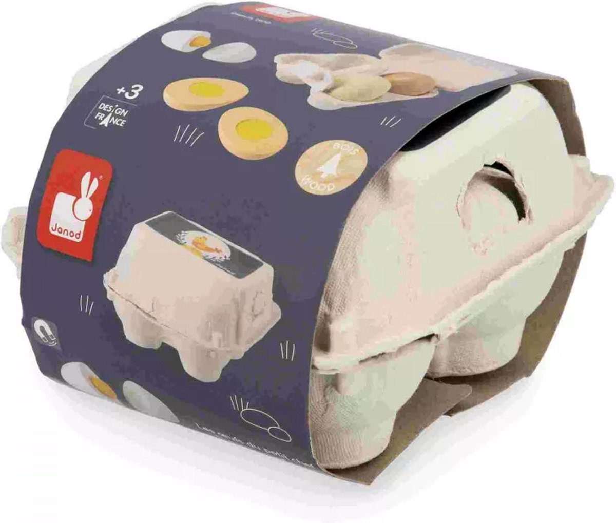 Janod - boite à oeufs - set d'oeufs en bois