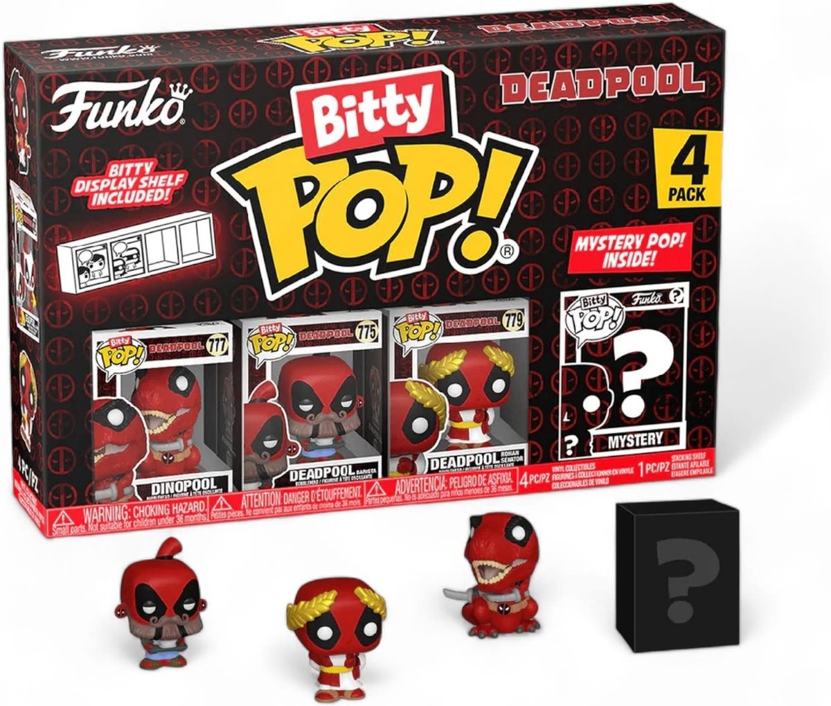 Funko Deadpool Bitty Pop ! figurine en vinyle pack de 4 dinosaures piscine 2,5 cm