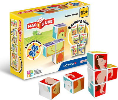 Geomag magicube animaux amis - blocs de construction magnétiques - 4 pièces - à partir de 2 ans