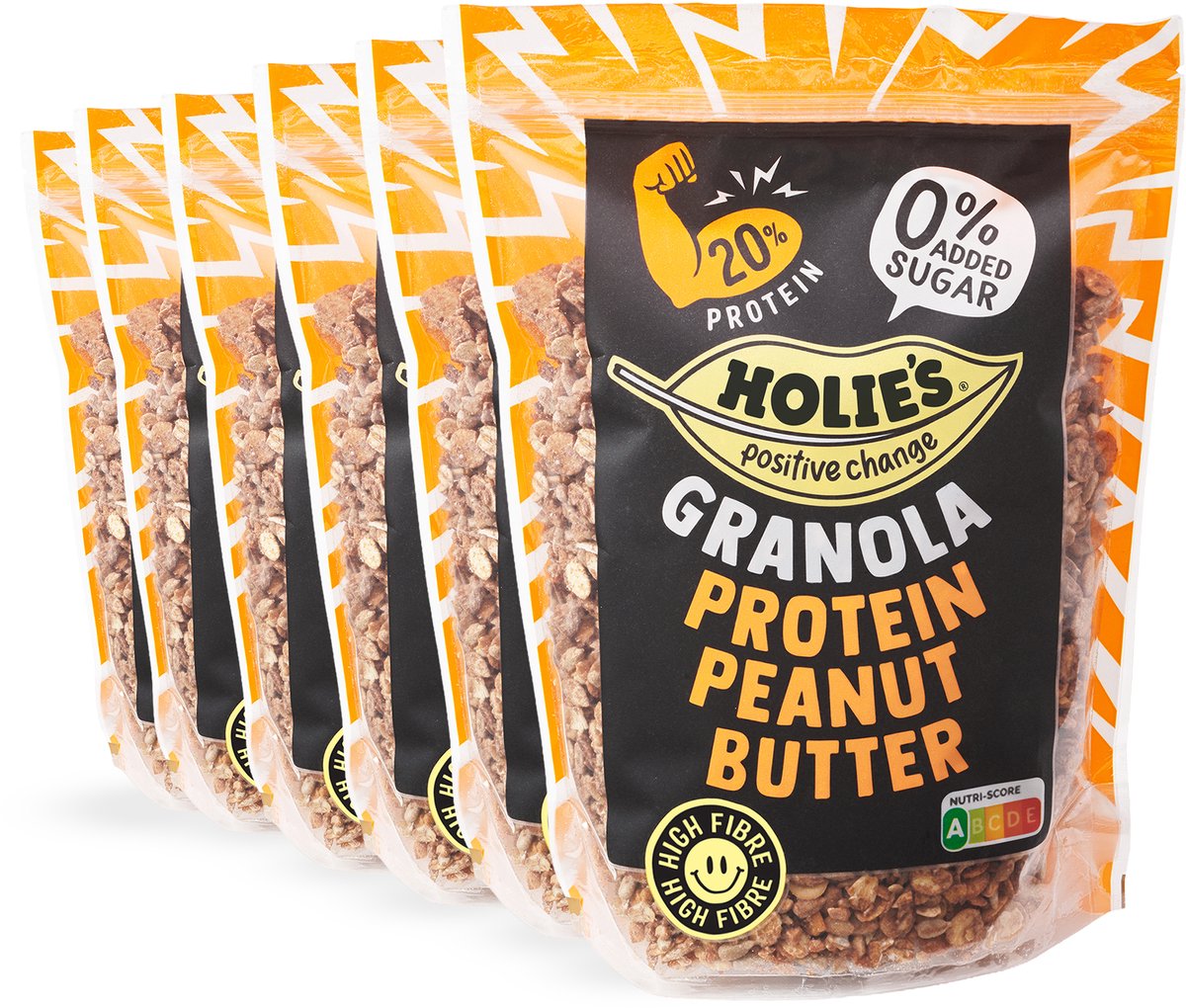 Holie's granola Protein Peanut Butter - Céréales pour petit déjeuner riches en protéines sans sucre - 6x 350gr