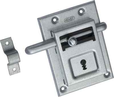 Nemef 98 12 - serrure à pêne en saillie - pour portes extérieures et intérieures - avec support de verrouillage - avec 2 clés - dans un emballage visible avec instructions d'installation étape par étape et matériel de montage