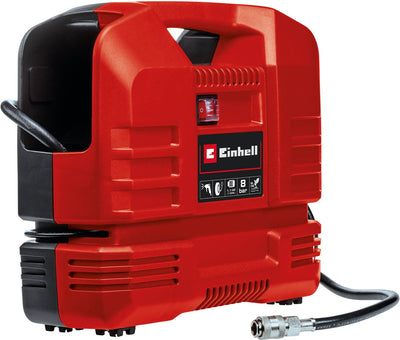 Compresseur électrique Einhell tc-ac 190 ou set 1100 w - 8 bar - capacité d'aspiration : 190 l min - sans huile - incl. soufflette, manomètre pour pneus et jeu d'adaptateurs en 3 pièces
