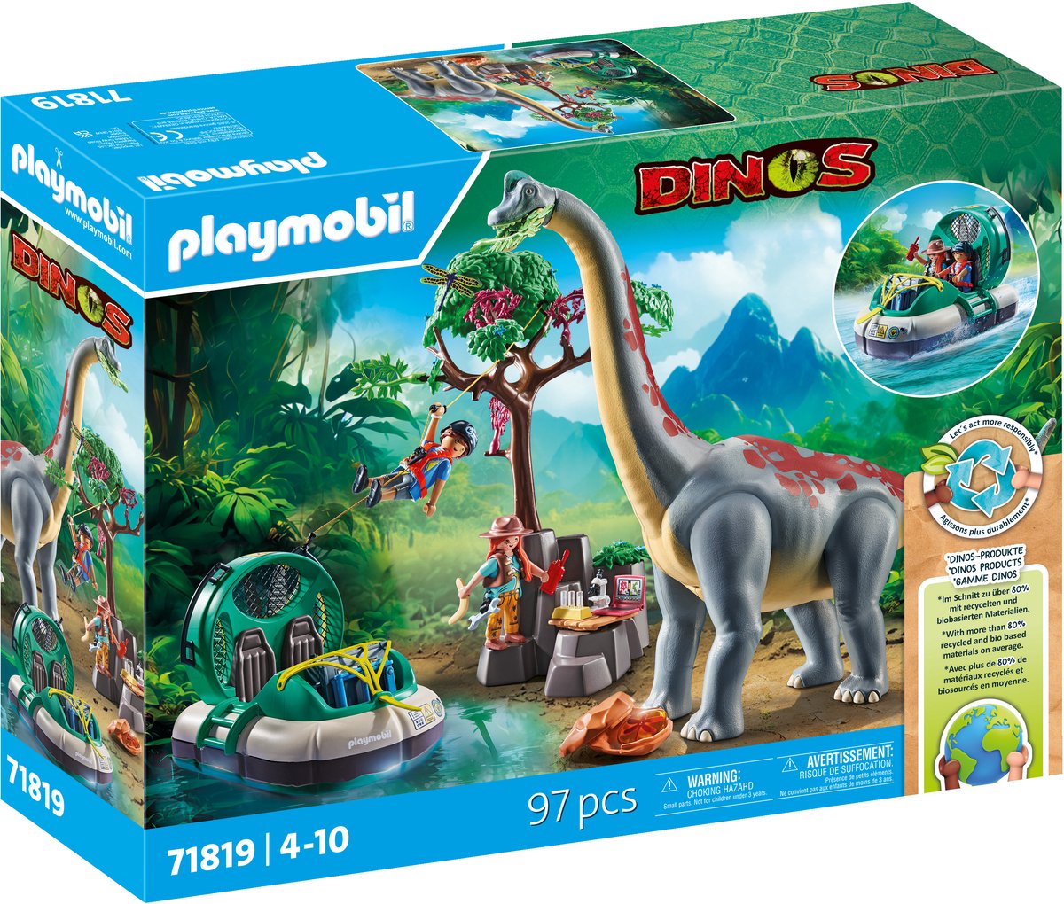 Playmobil 71819 Brachiosaure avec aéroglisseur