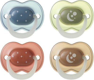 Tommee tippee nightglow brille dans la sucette sombre - 6-18 mois - 4 pièces - sucette orthodontique -100% sans BPA - couleurs nocturnes