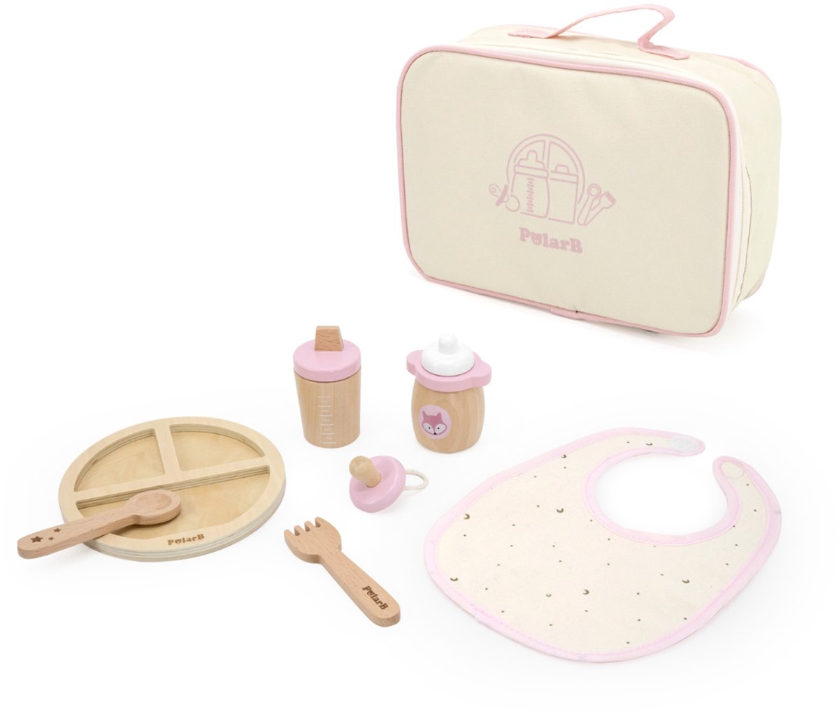 Ensemble de soins pour poupée en bois Polarb - Accessoires de poupée avec sac de soins - Jouets de jeu de rôle