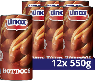 Saucisses Unox - hot dogs - selon la recette américaine, avec l'assaisonnement unique - 12 x 550 g