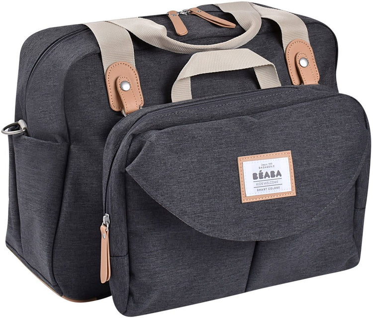 Béaba sac à langer geneva ii - sac chambre d'enfant - 23l - avec compartiment réfrigérant pour matelas à langer - gris - gris chiné foncé