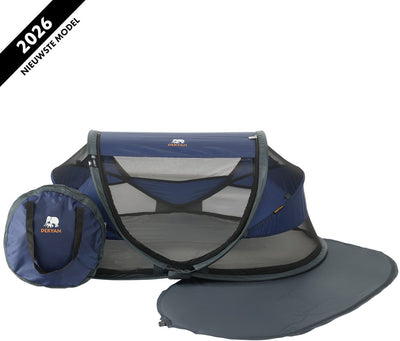 Lit de camping de luxe pour bébé Deryan - lit de voyage pour bébé avec matelas - marine