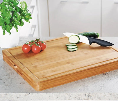 Planche à découper professionnelle très luxueuse Kesper, bambou 50 x 40 x 5 cm !!!, évidement poignée