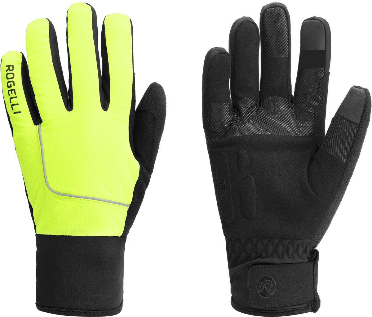 Rogelli gants de cyclisme essentiels hommes - hiver - jaune fluo - l