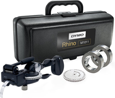 Dymo rhino m1011 pince à lettres industrielle outil de création d'étiquettes | avec étiquettes en aluminium et inox | | sac de transport durable | idéal pour le bricolage et la construction