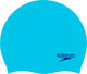 Bonnet de bain junior en silicone moulé uni Speedo - bleu