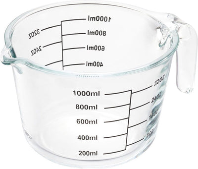 Tasse à mesurer Gefu dimenso – 1000 ml – verre borosilicate – passe au micro-ondes – passe au lave-vaisselle – transparent