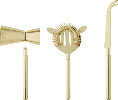 Bloomingville - set de bar à cocktails - or - acier inoxydable - lot de 3