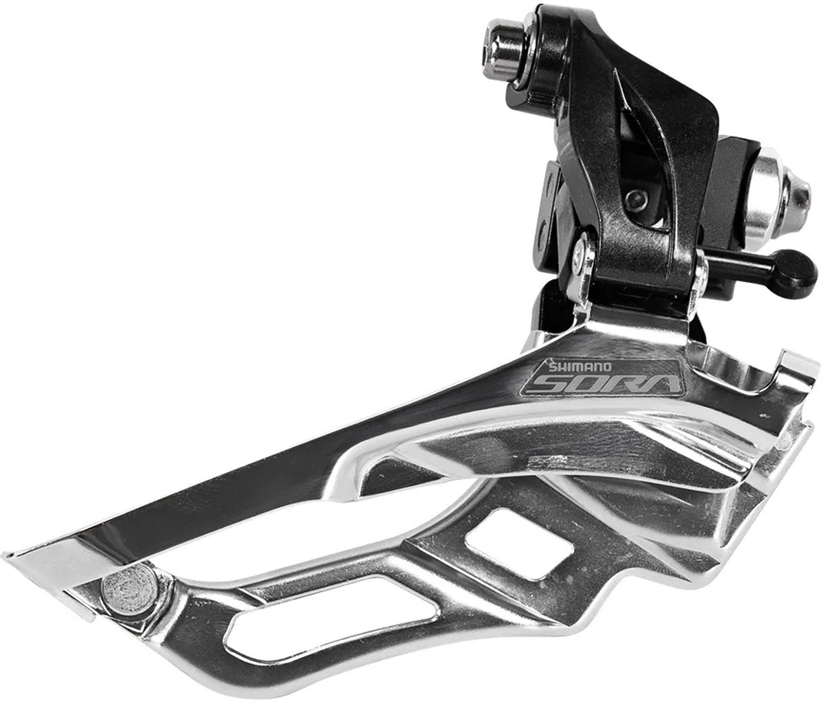 Dérailleur avant 3 x 9 vitesses Shimano Sora FD-R3030 soudé en bas 63-66°.