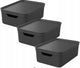 Rotho jive boîtes de rangement lot de 3 boîtes de rangement 10 l avec couvercle, plastique (pp recyclé), noir anthracite, 3 x 10 l, 36,5x26,5x13cm