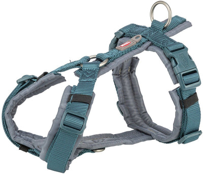 Harnais pour chien Trixie - premium trekking bleu pétrole - réglable 32-38x1,3 cm