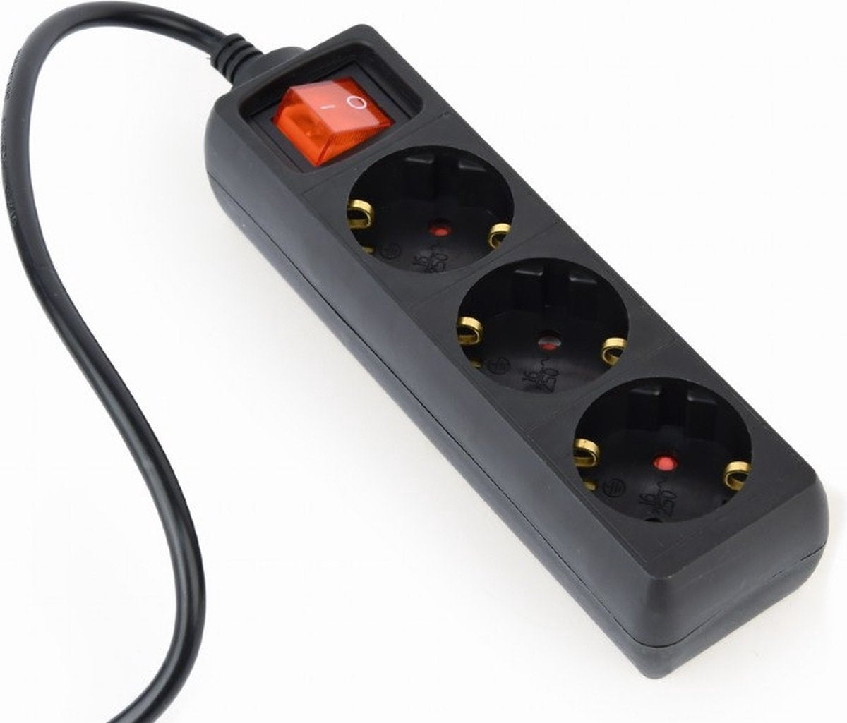 Multiprise Energie avec fiche IEC C14 et 3 contacts CEE 7 3 - avec interrupteur noir - 0,60 mètre