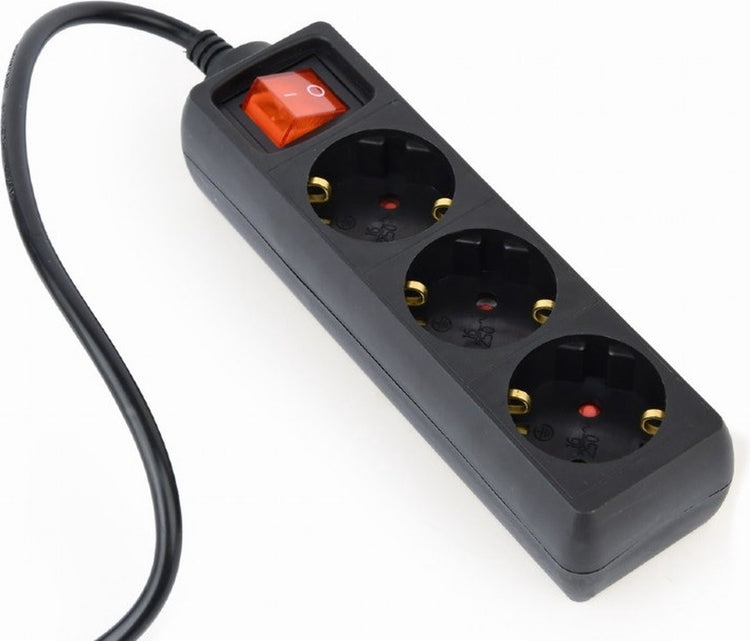 Multiprise Energie avec fiche IEC C14 et 3 contacts CEE 7 3 - avec interrupteur noir - 0,60 mètre