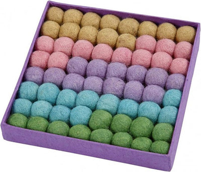Perles de laine Creativ Company, d 20 mm, couleurs pastel, 64 pièces 1 boîte