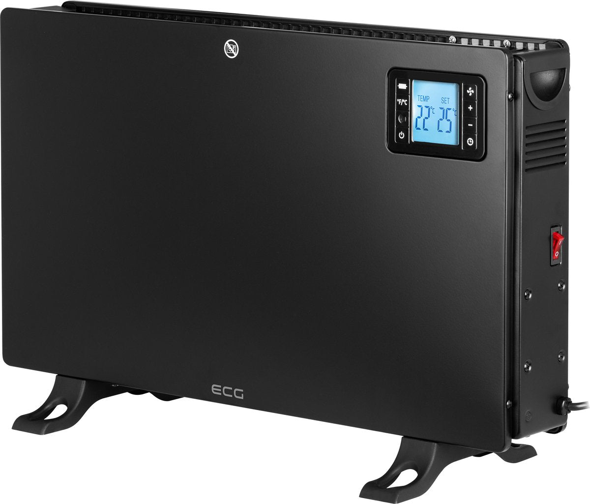 ECG tk 2080 dr noir - convecteur à air chaud - thermostat - 3 niveaux de puissance 750 1250 2000 w - turbo