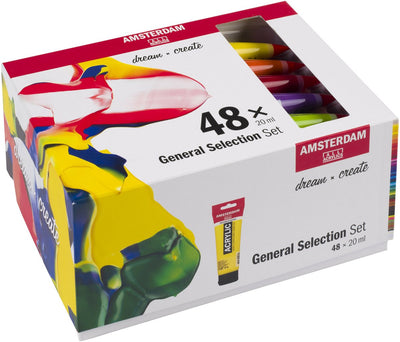 Ensemble de sélection générale de peinture acrylique série standard Bruynzeel Amsterdam 20 ml, 48 pièces.