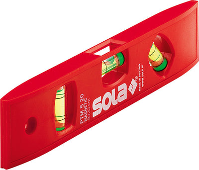 Sola niveau à bulle plastique ptm5 20, 20cm 3 ampoules hobby rouge magnétique - 01430601 - 01430601